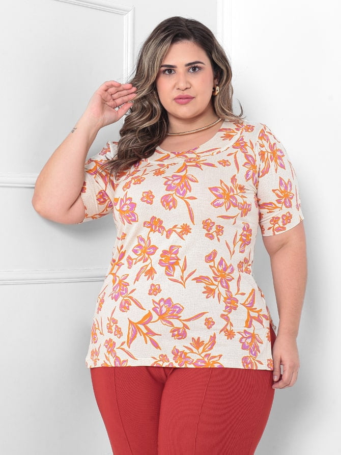 BLUSA  GOLA REDONDA ESTAMPADA FLORAL