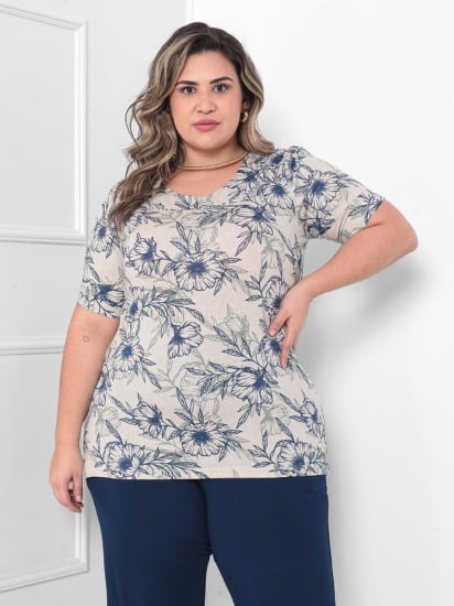 BLUSA  GOLA REDONDA ESTAMPADA AZUL