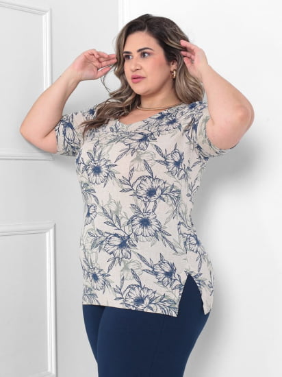 BLUSA  GOLA REDONDA ESTAMPADA AZUL