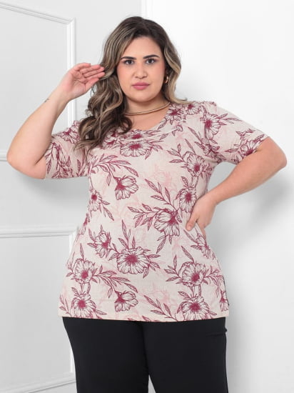 BLUSA  GOLA REDONDA ESTAMPADA VINHO