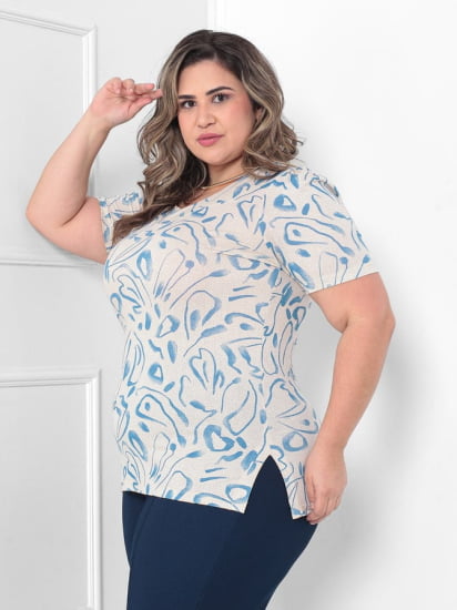 BLUSA  GOLA V ESTAMPADA AZUL