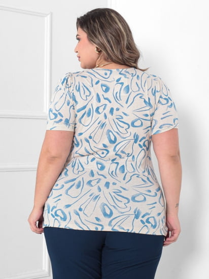 BLUSA  GOLA V ESTAMPADA AZUL