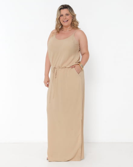VESTIDO LONGO VISCOLINHO BEGE