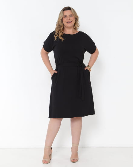 VESTIDO VISCOLYCRA CINTO PRETO