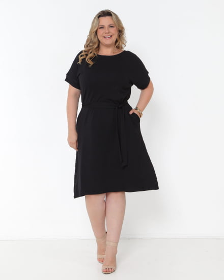 VESTIDO VISCOLYCRA CINTO PRETO