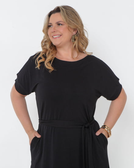 VESTIDO VISCOLYCRA CINTO PRETO